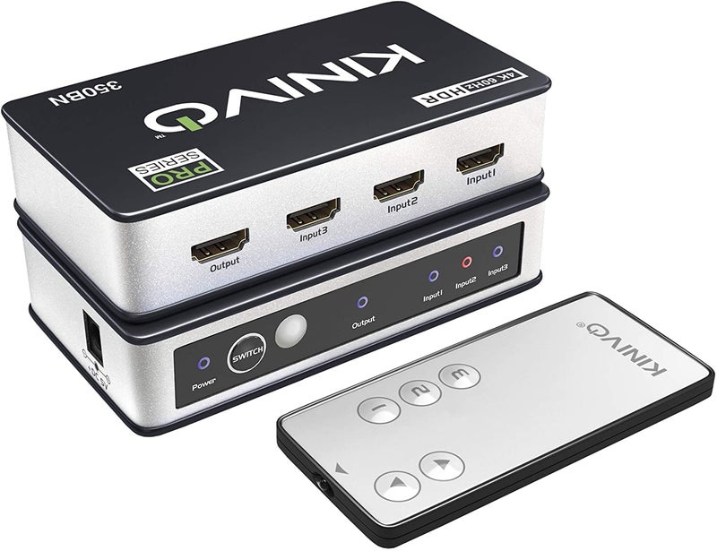 Kinivo HDMI Switch 4K HDR 350BN (3 in 1 Out, 4K 60Hz HDR, HDMI 2.0, High Speed 18Gbps, IR Remote, HDCP) - Compatible with Roku, PS5, Xbox, Apple TV, Nintendo Switch, Cable Box - Image 2